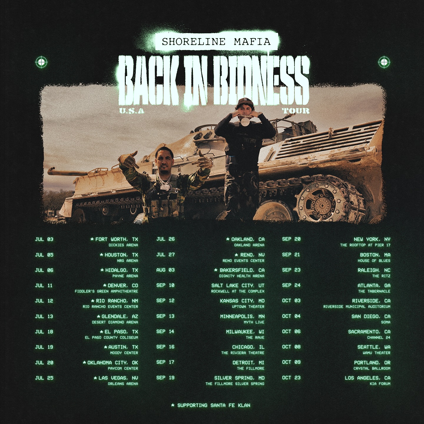 Shoreline Mafia Back In Bidness Tour Poster 2025